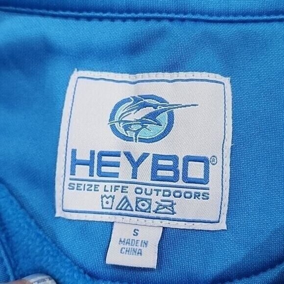 Heybo 1/4 zip Sweatshirt Outdoor Blue & Camo Fishing Men's Small - Picture 5 of 6